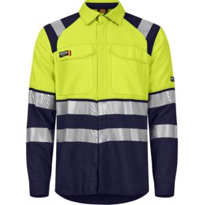 Tranemo Flammehæmmende Skjorte 507691, High-Vis Kl.2 Gul/marine Str. 3xl