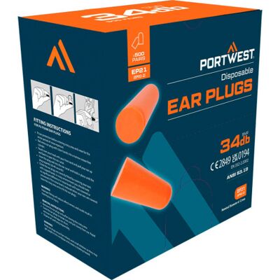 Portwest Ep21 Pu-Skum Ørepropper Refil, 500 Par, Orange, Onesize ONESIZE Orange Portwest Ep21 Pu-Skum Ørepropper Refil, 500 Par, Orange, Onesize ONESIZE Orange