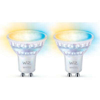 Wiz Wifi Gu10 Spotpære, 2700k-6500k, 4,7w, 2-Pak 50 mm x 58 mm white glass Wiz Wifi Gu10 Spotpære, 2700k-6500k, 4,7w, 2-Pak 50 mm x 58 mm white glass