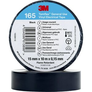 3M Temflex El Vinyltape 165, 15mmx10 M, Sort