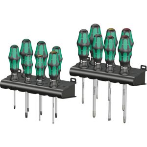 Wera Kraftform Big Pack 300, 14 Dele 1 x PH 1x80; 1 x PH 2x100; 1 x PH 3x150; 1 x PZ 1x80; 1 x PZ 2x100; 1 x PZ 3x150; 1 x TX 10x80; 1 x TX 15x80; 1 x TX 20x100; 1 x TX 25x100; 1 x TX 30x115; 1 x 1.2x6.5x150; 1 x 0.8x4.0x100; 1 x 0.6x3.5x100; 2 x 190.0x50