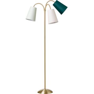 Nielsen Light Salsa Gulvlampe, Guld Med Støvgrøn, Off White & Flaskegrøn Skærm  Guld