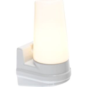 Ifö Bernadotte Spejllampe, Enkel, Hvid 78x100 mm white porcelain, glass Ifö Bernadotte Spejllampe, Enkel, Hvid 78x100 mm white porcelain, glass