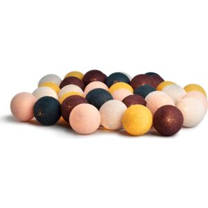 Iris Lights Copenhagen Lyskæde, 20 Kugler 290 cm petrol, aubergine, mustard, pale pink, light grey cotton, plastic Iris Lights Copenhagen Lyskæde, 20 Kugler 290 cm petrol, aubergine, mustard, pale pink, light grey cotton, plastic