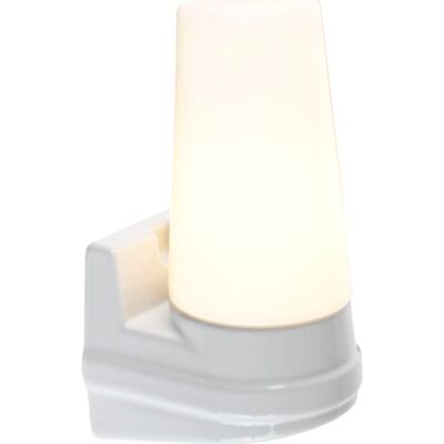 Ifö Bernadotte Spejllampe, Enkel, Hvid 78x100 mm white porcelain, glass Ifö Bernadotte Spejllampe, Enkel, Hvid 78x100 mm white porcelain, glass