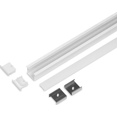 HiluX Aluminiumsprofil Model L (Indbyg) 20mm Led Strip, Lgd 1m, Hvid Hvid Aluminium HiluX Aluminiumsprofil Model L (Indbyg) 20mm Led Strip, Lgd 1m, Hvid Hvid Aluminium