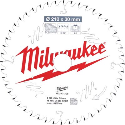 Milwaukee Rundsavblad - 250mm, 80T, 210mm, 48T - El-værktøj Milwaukee Rundsavblad - 250mm, 80T, 210mm, 48T - El-værktøj