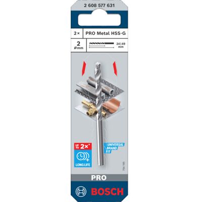Bosch Hss-G Metalbor, 2,0 X 40 Mm, 2 Stk. 2,0 x 40 mm, 2 stk. Bosch Hss-G Metalbor, 2,0 X 40 Mm, 2 Stk. 2,0 x 40 mm, 2 stk.