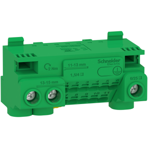 Schneider Electric Pragma Afdækning Terminalblok 3x6/25 + 11x1,5/4 Grøn