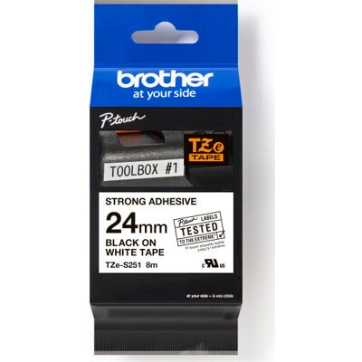 Brother Tape Tze-S251, Sort/hvid, 24 Mm X 8 M Brother Tape Tze-S251, Sort/hvid, 24 Mm X 8 M