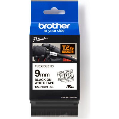 Brother Tape Tze-Fx221, Sort/hvid, 9 Mm X 8 M Brother Tape Tze-Fx221, Sort/hvid, 9 Mm X 8 M
