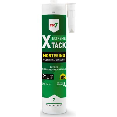 Tec7 X-Tack Monteringslim I Hvid - Patron På 290 Ml Tec7 X-Tack Monteringslim I Hvid - Patron På 290 Ml