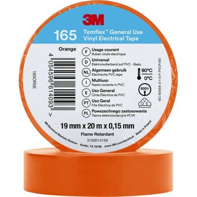 3M - Orange PVC Elektrisk Tape 19mm x 20m - Elektrisk Tape 3M - Orange PVC Elektrisk Tape 19mm x 20m - Elektrisk Tape
