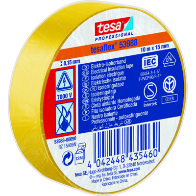 Tesa Isoleringstape 53988, Pvc 15 Mm X 10 M, Gul Tesa Isoleringstape 53988, Pvc 15 Mm X 10 M, Gul