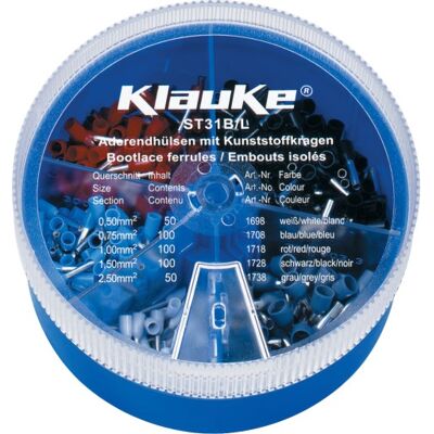 Klauke ST31B Udvalg - Terminaler og Koblinger 0,5-2,5mm² - 400 stk Klauke ST31B Udvalg - Terminaler og Koblinger 0,5-2,5mm² - 400 stk