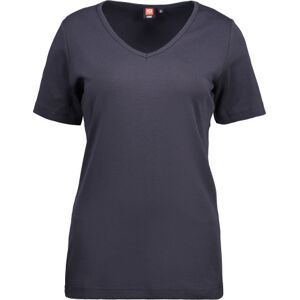 ID Identity Id, Interlock Dame T-Shirt 0506, V-Hals, Navy, Str. L