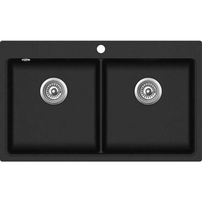 Lavabo Saturn 86 Køkkenvask, 86 X 39 Cm Sort M. Krom Afløb Lavabo Saturn 86 Køkkenvask, 86 X 39 Cm Sort M. Krom Afløb