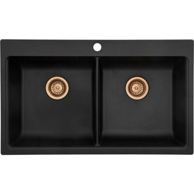 Lavabo Saturn 86 Køkkenvask, 86 X 39 Cm Sort M. Kobber Afløb Lavabo Saturn 86 Køkkenvask, 86 X 39 Cm Sort M. Kobber Afløb
