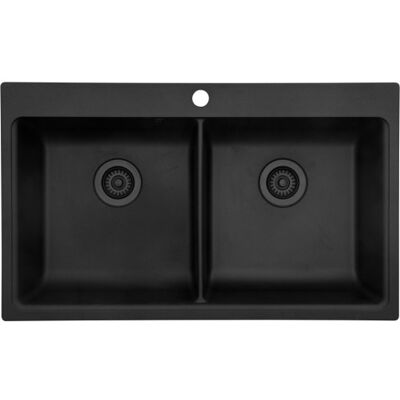 Lavabo Saturn 86 Køkkenvask, 86 X 39 Cm Sort M. Sort Afløb Lavabo Saturn 86 Køkkenvask, 86 X 39 Cm Sort M. Sort Afløb
