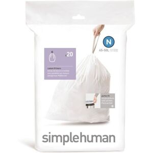 Simplehuman Special Tilpassede Poser, 45-50 L, Kode N, 20 Stk., Hvid