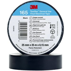 3M Temflex El Vinyltape 165 25 Mm X 25 M, Sort