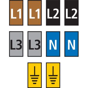 HellermannTyton 5 Stk Ledningsmærke (L1,L2,L3,N,Jord) Gul Wic1 Til 0,5-1,5 Mm² 200 Stk
