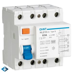 Chint Fejlstrømsafbr. Rcd Pfi 4p 63a 100 Ma 10ka Type B Ac/dc N T/venstre