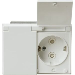 ABB Stikkontakt Schuko Dobbelt M/j Med Klaplåg, 16a, (1m-Dåse) Hvid ABB Stikkontakt Schuko Dobbelt M/j Med Klaplåg, 16a, (1m-Dåse) Hvid