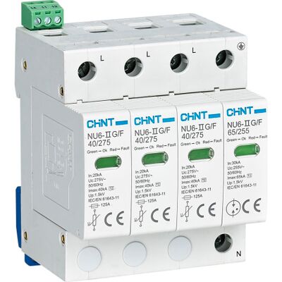 Chint Transientbeskyttelse Type 2, 40ka/275v 3p+n Med Meldekontakt Chint Transientbeskyttelse Type 2, 40ka/275v 3p+n Med Meldekontakt