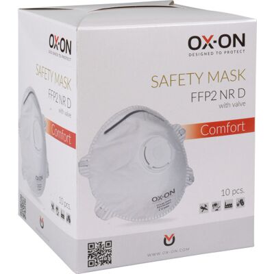 Ox-On Støvmaske Ffp2nr D Med Ventil 10 Stk, Hvid, Onesize Ox-On Støvmaske Ffp2nr D Med Ventil 10 Stk, Hvid, Onesize