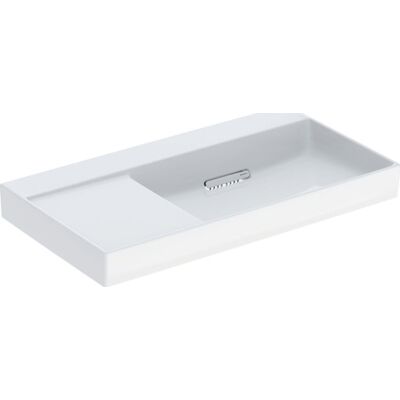 Geberit Hvid Vægmonteret Vaske med Venstre Opbevaringsflade - 90cm - Horisontalt Afløb Geberit Hvid Vægmonteret Vaske med Venstre Opbevaringsflade - 90cm - Horisontalt Afløb