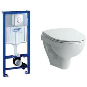 Komplet Pakke Med Laufen Pro Væghængt Toilet, Grohe Cisterne, Trykknap Og Softclose Sæde