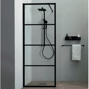 Lavabo Walk In Brusevæg, 70 Cm, Klart Glas, Mat Sort Profil