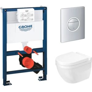 Komplet Pakke Med Duravit Starck 3 Væghængt Toilet, Grohe Cisterne, Trykknap Og Softclose Sæde