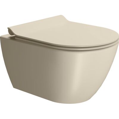 Gsi Pura Væghængt Toilet, Uden Skyllekant, Rengøringsvenlig, Mat Lysbeige Gsi Pura Væghængt Toilet, Uden Skyllekant, Rengøringsvenlig, Mat Lysbeige