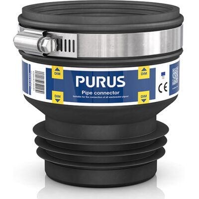 Purus Plug-In Gummikobling Med Slangebånd, Ø120-141/117-125 Mm, Sort Purus Plug-In Gummikobling Med Slangebånd, Ø120-141/117-125 Mm, Sort