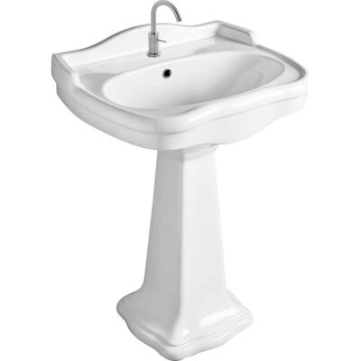 Lavabo Contea Retro Håndvask Med Piedestal, Hvid Lavabo Contea Retro Håndvask Med Piedestal, Hvid