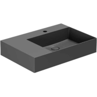 Lavabo Elegance Sq 65 L Håndvask, 65x45 Cm, Venstre, Mat Sort Lavabo Elegance Sq 65 L Håndvask, 65x45 Cm, Venstre, Mat Sort