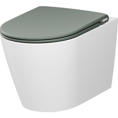 Pressalit Trend Style D2 Væghængt Toilet, Uden Skyllekant, Hvid/mat Grøn Pressalit Trend Style D2 Væghængt Toilet, Uden Skyllekant, Hvid/mat Grøn
