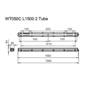 Philips Ledinaire Industriarmatur Wt050c Til 2 X Led Rør 1500 Mm