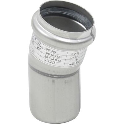 Ø 50 Mm X 15° Bøjning Syrefast Aisi316l/en1.4404 Blücher Ø 50 Mm X 15° Bøjning Syrefast Aisi316l/en1.4404 Blücher