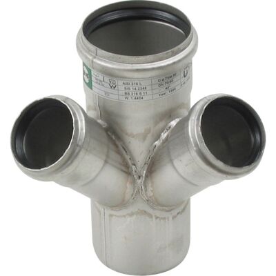 75 X 50 Mm X 45° Grenrør Dobbelt Syrefast Aisi316l Blücher 75 X 50 Mm X 45° Grenrør Dobbelt Syrefast Aisi316l Blücher