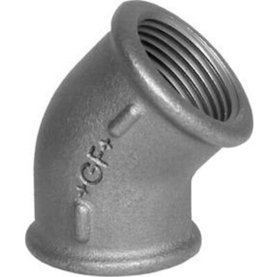 +GF+ Galvaniseret Vinkel, Muffe/muffe 1 1/2" - 45° +GF+ Galvaniseret Vinkel, Muffe/muffe 1 1/2" - 45°