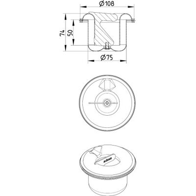 Blücher Todelt Indbygningsvandlås, Lav-Vandlukkehøjde = 50 Mm-Rustfrit Blücher Todelt Indbygningsvandlås, Lav-Vandlukkehøjde = 50 Mm-Rustfrit