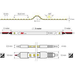 The Light Group Slc Led Strip S2 Mono 9,6w 2700k Ip54, 5m, 24v