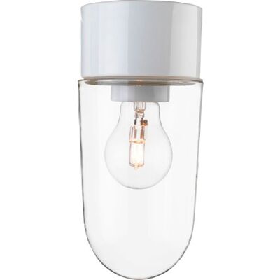 Ifö Loft- Og Væglampe Classic Stallglas E27, Hvid/klar, Ip54 Ifö Loft- Og Væglampe Classic Stallglas E27, Hvid/klar, Ip54