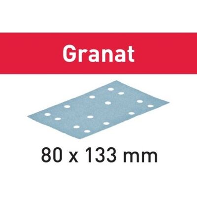 5 Stk Festool Granat Slibepapir Stf 80x133 Korn P180, 10 Stk. 5 Stk Festool Granat Slibepapir Stf 80x133 Korn P180, 10 Stk.