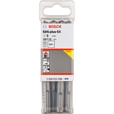 Bosch 4-Skærs Hammerbor Sds-Plus-5x, 8x50/110 Mm, 10 Stk. Bosch 4-Skærs Hammerbor Sds-Plus-5x, 8x50/110 Mm, 10 Stk.