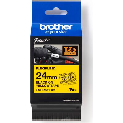 Brother Tape Tze-Fx651, Sort/gul, 24 Mm X 8 M Brother Tape Tze-Fx651, Sort/gul, 24 Mm X 8 M