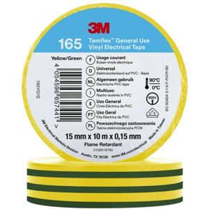 3M Temflex El Vinyltape 165 15 Mm X 10 M, Grøn/gul